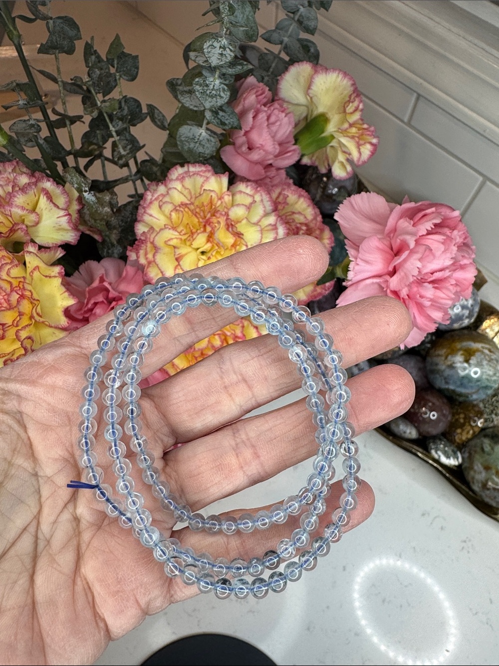 Aquamarine Necklace or Triple Wrap Bracelet: B1005